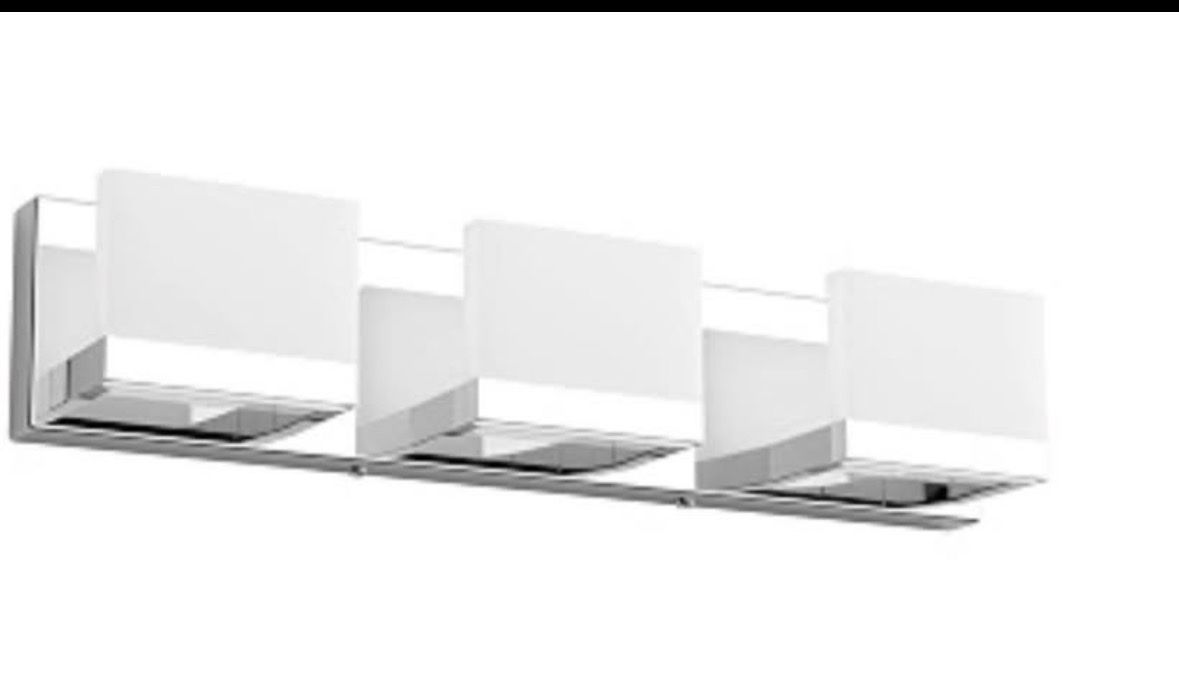 Modern 3-Light Chrome Vanity Wall Fixture with White Glass Shades