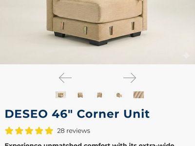 DESEO 46" Corner Unit Sofa