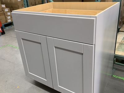 Hampton Bay Shaker 36 in. W x 24 in. D x 34.5 in. H Assembled Base Kitchen Cabinet in Dove Gray
