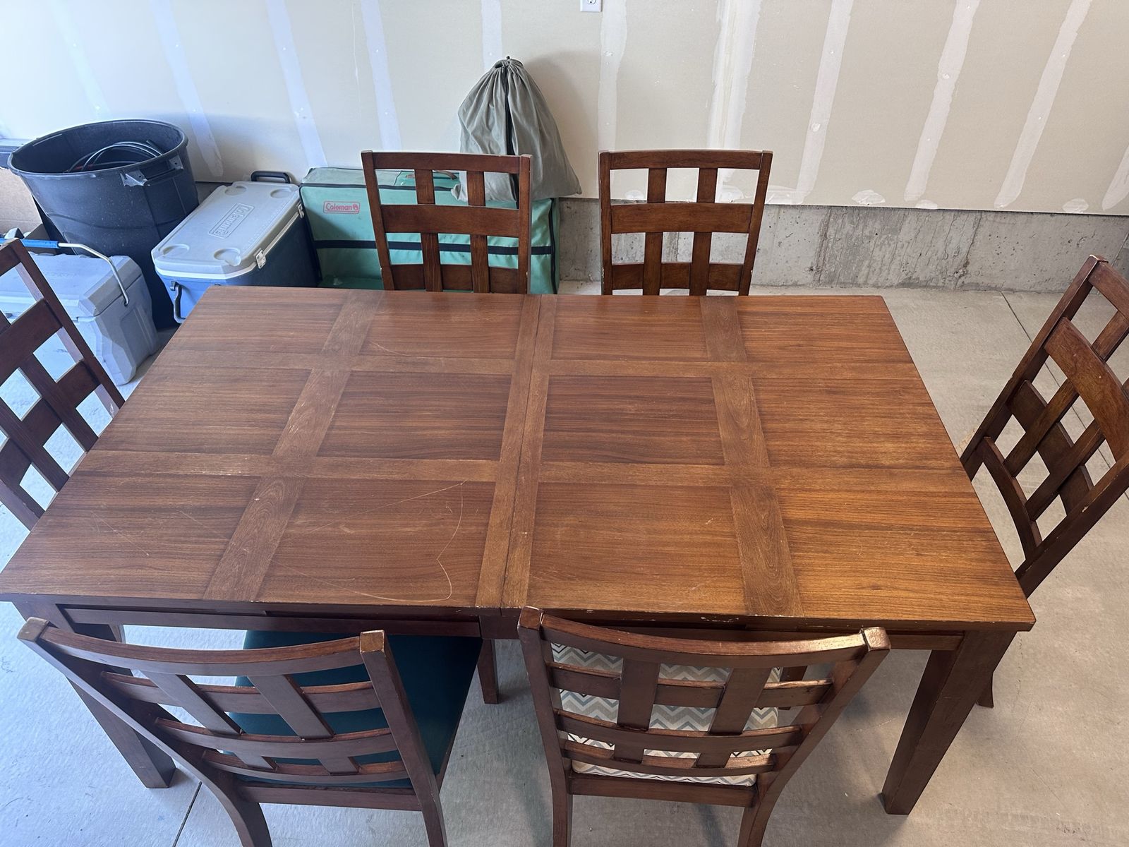 Wooden Dining Table & 6 Lattice Back Chairs Set