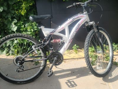 NEXT Plush Girls' Full Suspension Mountain Bike - White/Pink, Good Condition