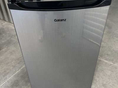 Galanz Mini Fridge Stainless Steel Compact Refrigerator with Freezer Compartment