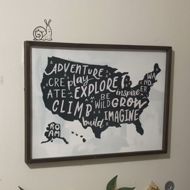 Framed USA Map Adventure Art Print - Black & White Inspirational Wall Decor