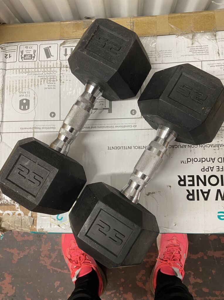 PAIR OF 25LB DUMBBELLS