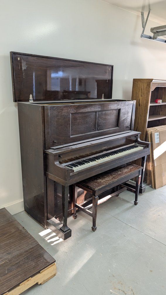 Vintage Schiller Upright Player Piano with Bench