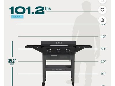 Charbroil® 28" XL Performance Series™ Propane Gas Griddle with Cart 3 Burner Flat Top Grill