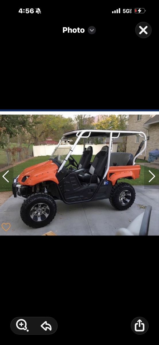 2004 Custom Orange Rhino Side-by-Side UTV with Roll Cage & Rear Seating