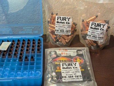 Fury Bullet 40 Cal .402 diameter star tipped Bonded Muzzleloader Bullets & Reloading Box