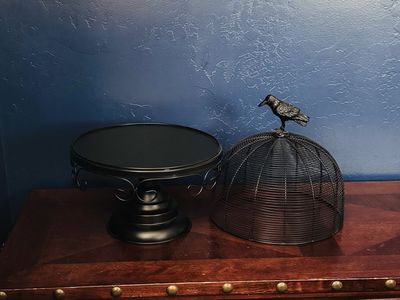 Halloween Gothic Raven Bird Cage Cake Stand