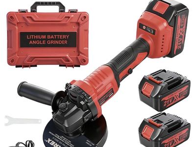 NEW 21V Cordless Brushless Angle Grinder Kit with (2) 5.0Ah Batteries, Charger & Case