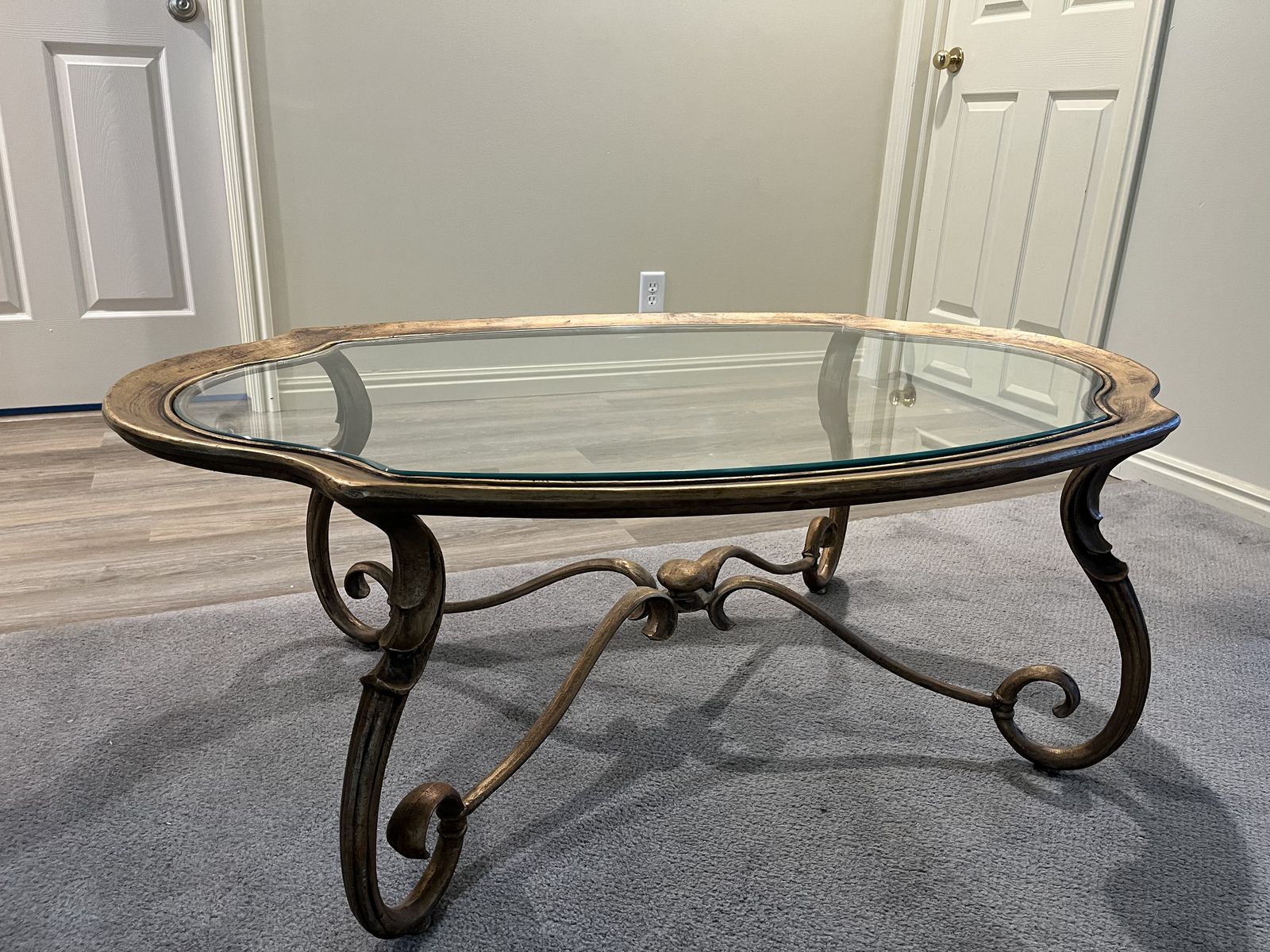  Oval Glass Top Coffee Table 