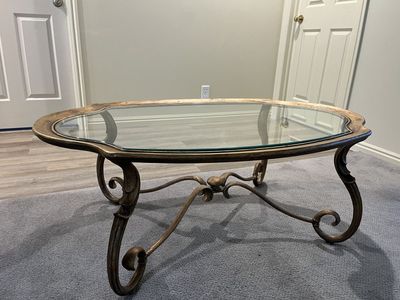 Oval Glass Top Coffee Table