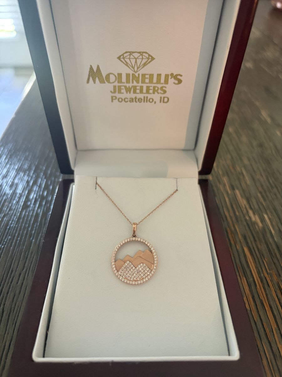 Molinelli's 14K Rose Gold Mountain Diamond Pendant Necklace 0.50CtW