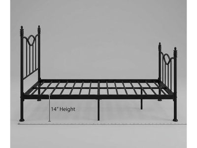 New King size Metal Bed Frame, Heavy Duty Iron Platform Bed with Headboard, No Box Spring Needed, Under-Bed Storage