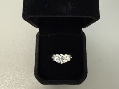 Natural Diamond Wedding Ring 1.5 ct Brilliant Cut Center, Over 2 ct Total
