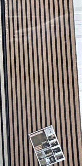 Unbranded Wood Panel Wall Decor - Black & Natural Wood Striped (Set of 2)