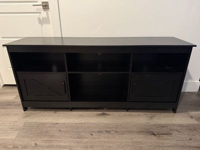 Brand New Black Farmhouse TV Entertainment Stand