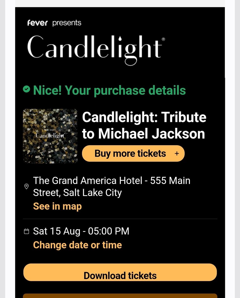 35% off Michael Jackson Candlelight ticket