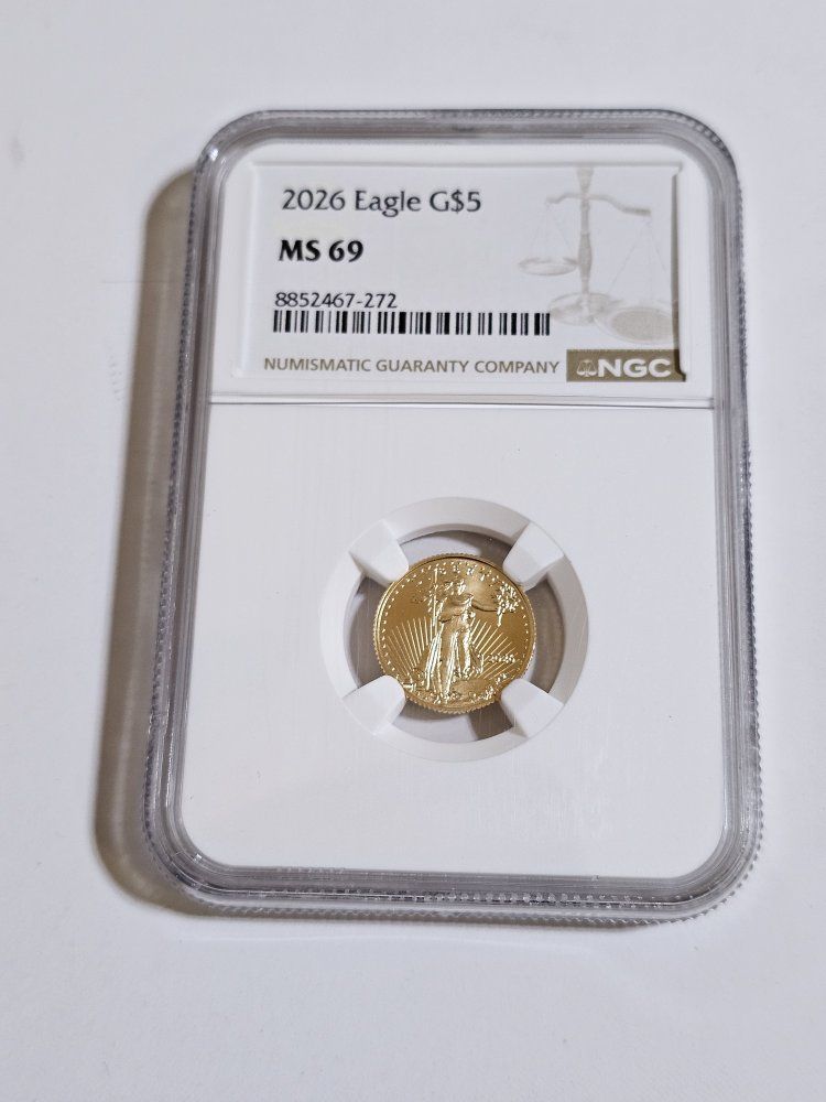 2026 American Gold Eagle $5 Coin MS 69 NGC Certified At spot