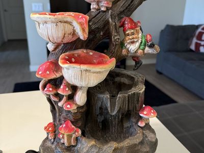 Cracker Barrel Gnome & Mushroom Water Fountain - $45