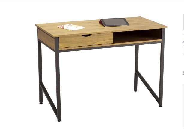 Safco 1950BL Single Drawer Metal Leg Office Desk, Black Frame