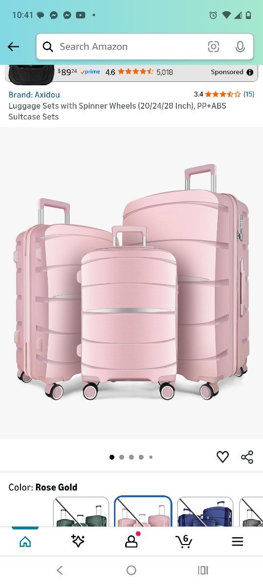 new axidou 3pc rose gold hardshell luggage set