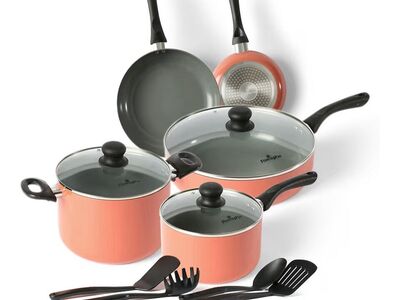 New 12 Pcs Flamingpan Pan and Pot Set