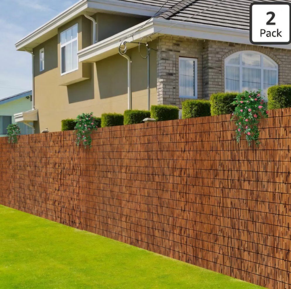 2 Pack Natural Reed Fence,6FT X 16.4FT Bamboo Fencing Privacy Reed Screening for Outdoor, Gallery, Restaurant, Hotel, Patio (Bro