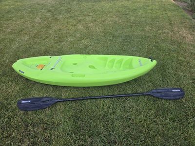 Emotion Sparky Youth Kayak with Paddle, Bright Green, Used Condition.