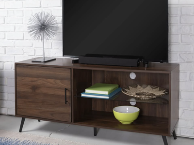 52" Mid-Century TV Stand - Dark Walnut/Black Legs (Walker Edison)