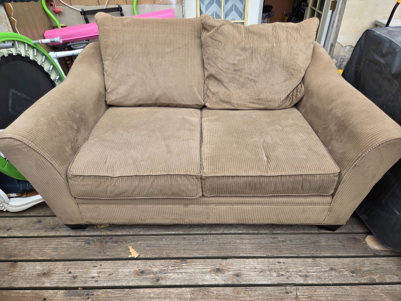 Used Corduroy Loveseat Couch - Tan, 2-Seater, Fabric