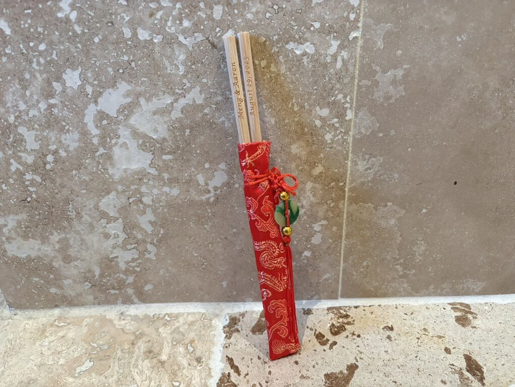 New Red & Gold Chopstick Sleeve Pouch