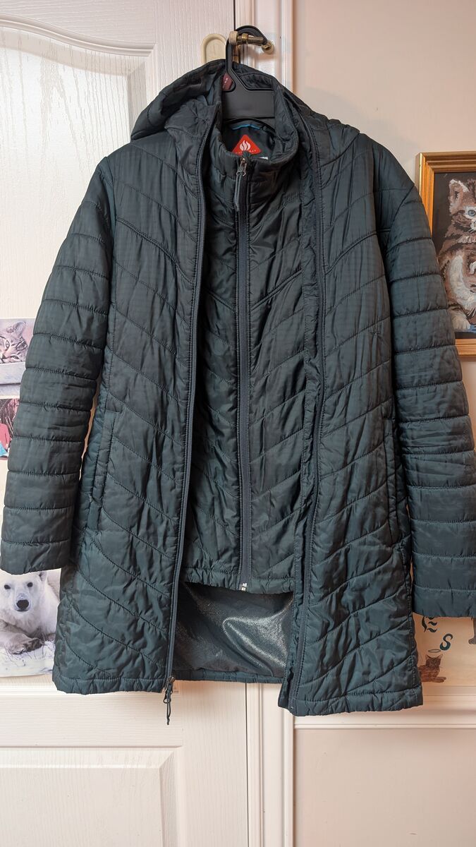 Women's Columbia Morning Light II Omni-Heat Thermal Long Puffer Coat and Matching Vest in Teal, Size S