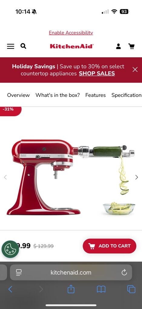 Kitchenaid 5 Blade Spiralizer Peel Core Slice New