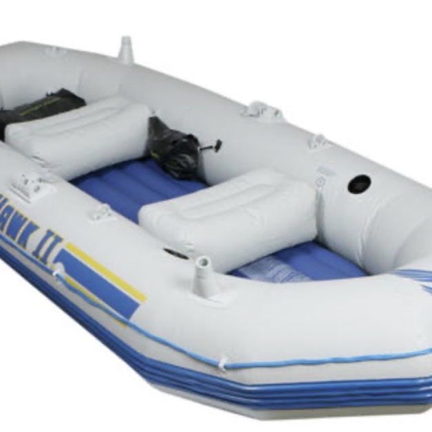 (Qty 2) SeaHawk II Inflatable Boat, White/Blue, 2-Person, Dinghy Raft for Fishing/Recreation. Both for $160 or each for $100.