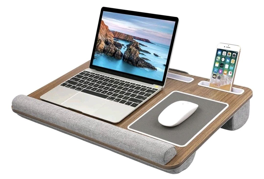 Lap Desk - Fits up to 17 inches Laptop Desk Phone Work Study Multi-tasking Tech Mouse Slots Organizer