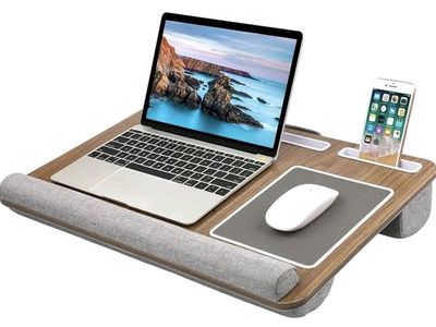 Lap Desk - Fits up to 17 inches Laptop Desk Phone Work Study Multi-tasking Tech Mouse Slots Organizer