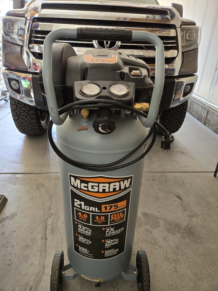 McGraw 21 Gallon 1.5 HP 175 PSI Oil-Free Vertical Air Compressor with Wheels