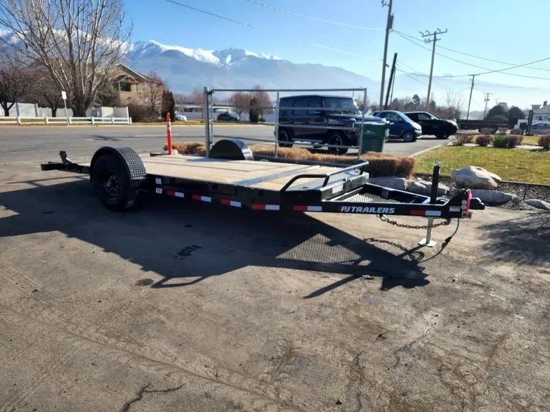 2027 PJ Trailers Black 7X16 Channel Equipment Tilt