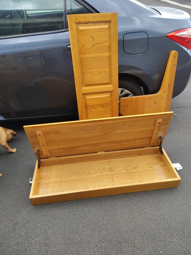 Solid Wood Storage Bench with Paneled Backrest