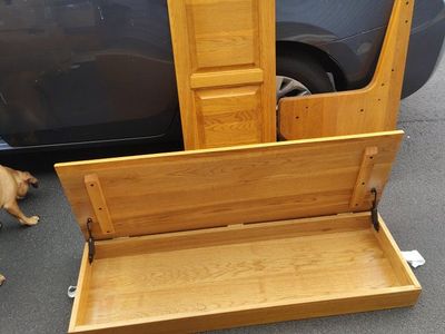 Solid Wood Storage Bench with Paneled Backrest