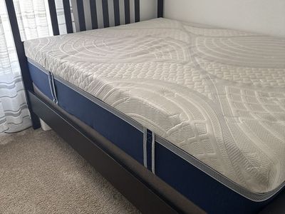 Black Wooden Bed Frame with Mattress