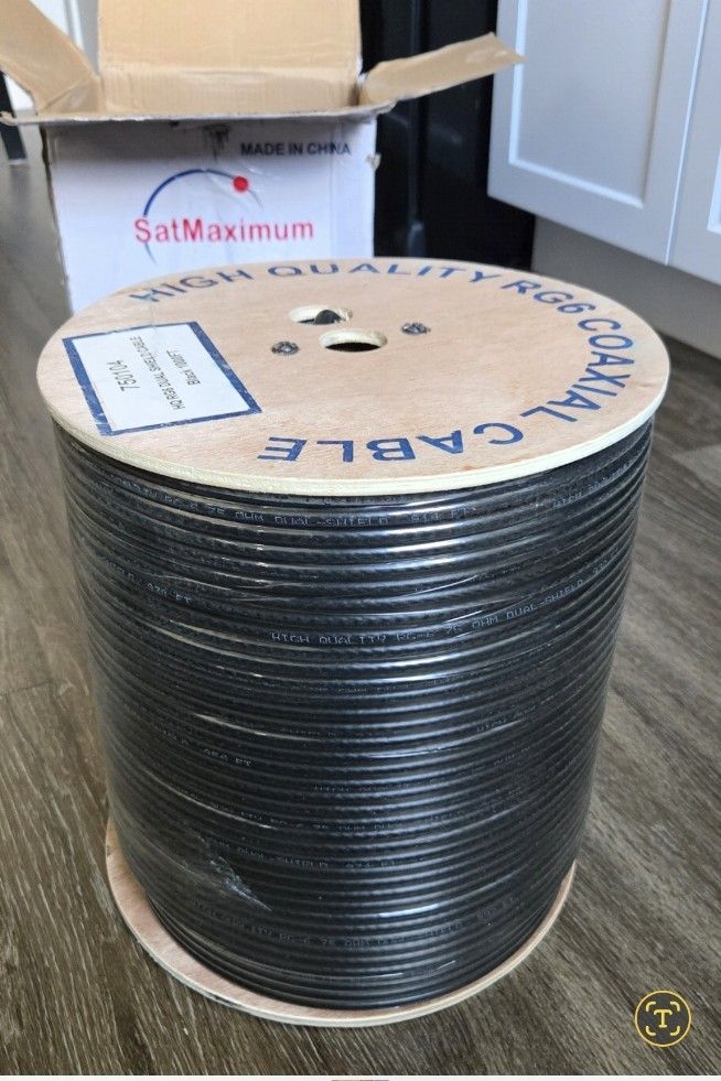 1000ft RG6 Dual Shield Coaxial Cable Black Wire TV Antenna Satellite 18AWG Bulk