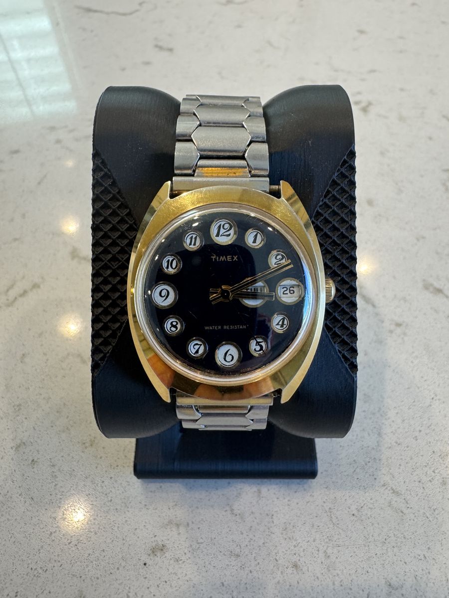 Vintage 1970s Mechanical Timex Day-Date - Runs (Cleaned Original Band)