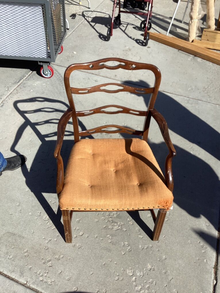 Art Deco Vintage Ladder Back Leather Study Chair