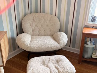 Large Faux Boucle Swivel Lounge Chair