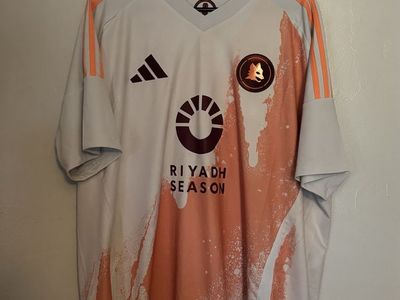 Adidas AS Roma Graphic Soccer Jersey White Orange Size 2XL Slim Fit