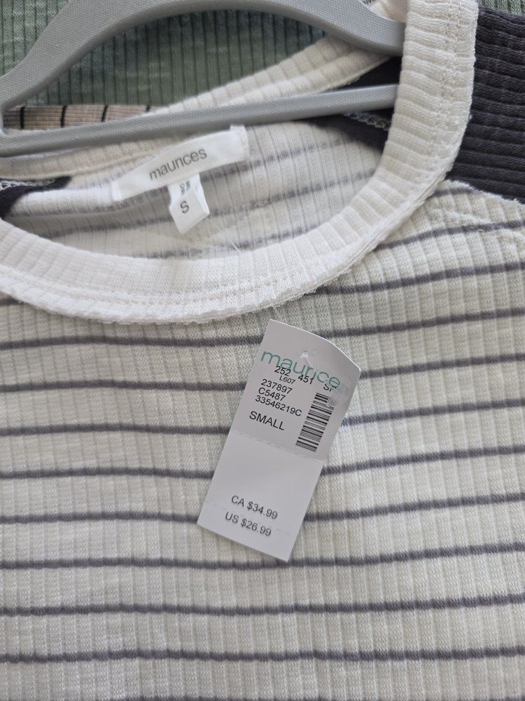 Maurices Waffle Knit Long Sleeve Striped Colorblock Shirt Small New