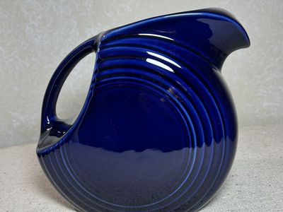 Fiestaware Disc Large 7.5” Pitcher Cobalt Blue Collectible Vintage Art Deco
