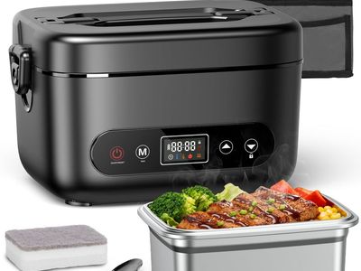 NEW Life Cordless Electric Lunch Box with 24000mAh Long-Lasting Battery, 1.2L 304 Stainless Steel Food Warmer & Insulated Bag